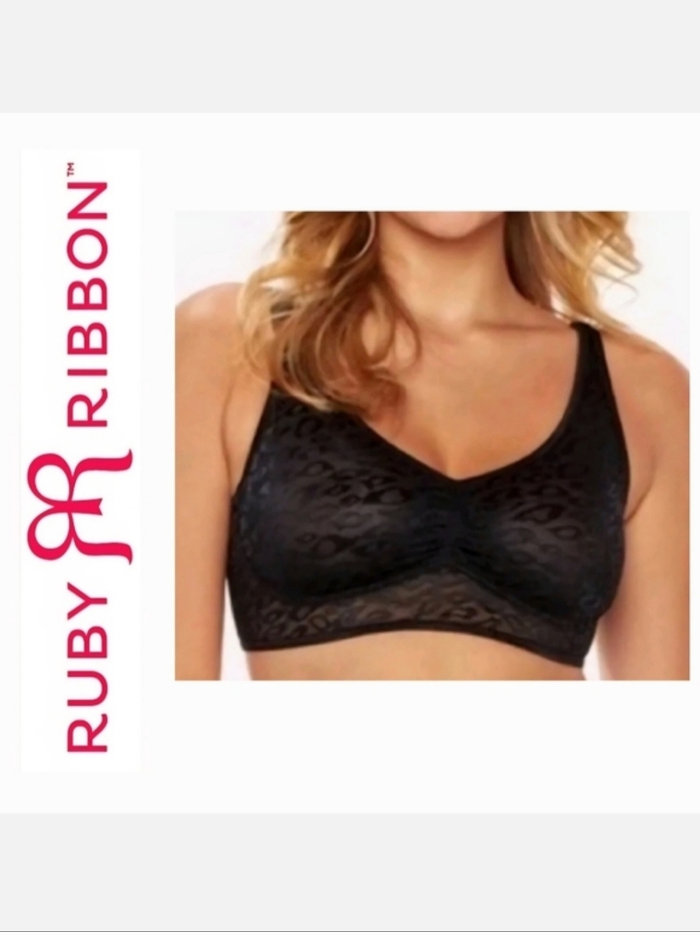 Ruby Ribbon *Discontinued* Allure Lace Demiette #1763 Black Size 34